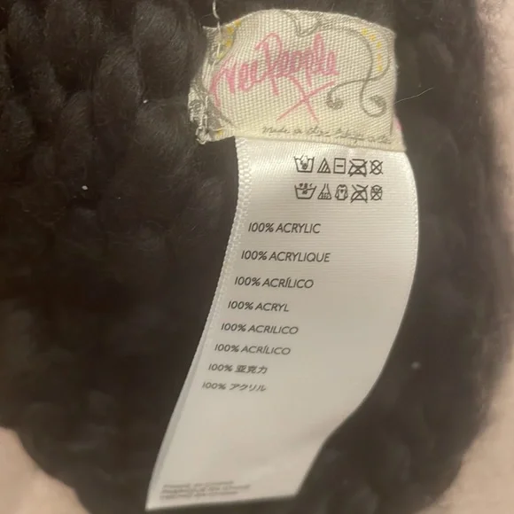 FREE PEOPLE black & tan Colorblock chunky knit Pom hat - Picture 5 of 5